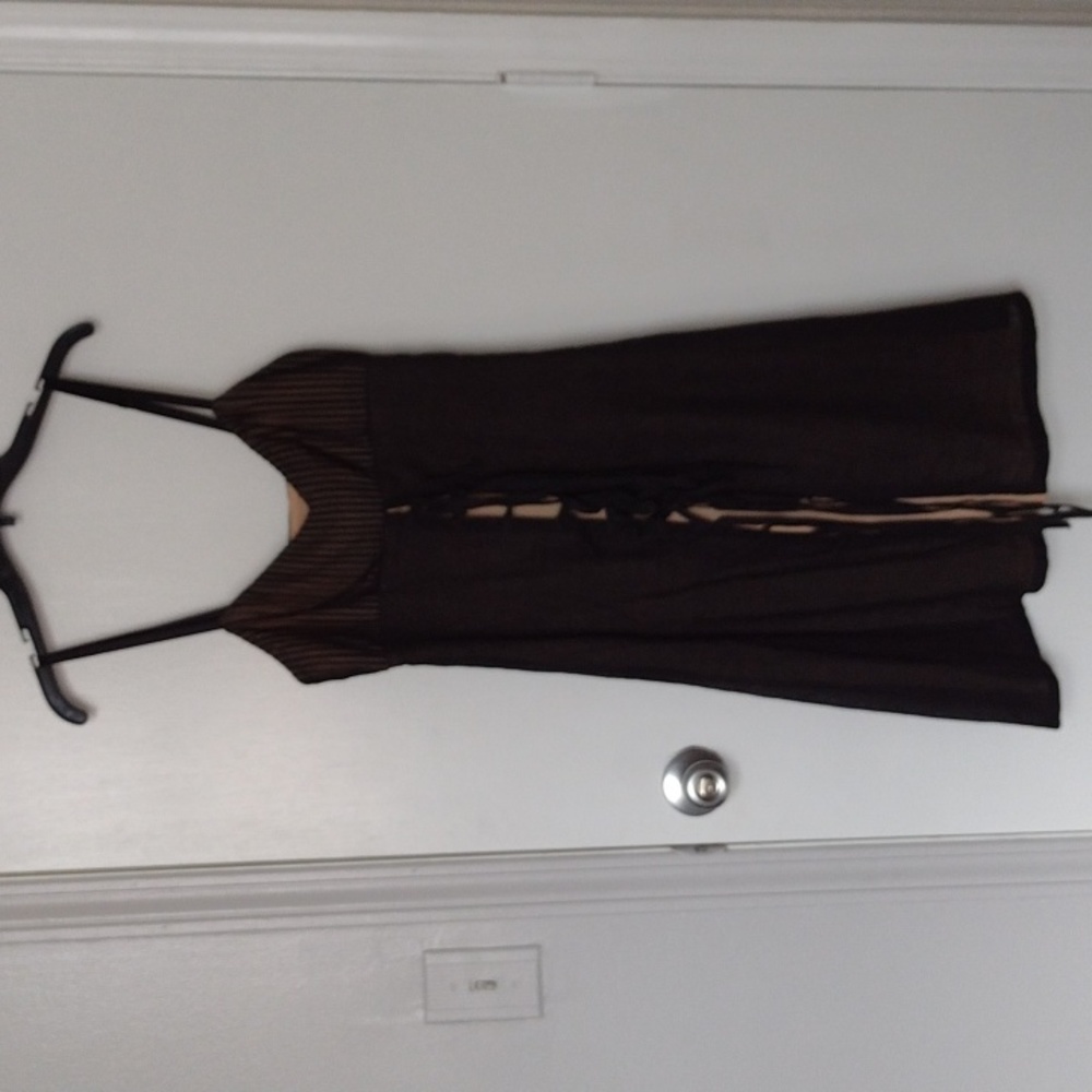 NEW Vintage Black Cotton Pin Stripe Pin-up Girl Gothic Summer Dress size Small